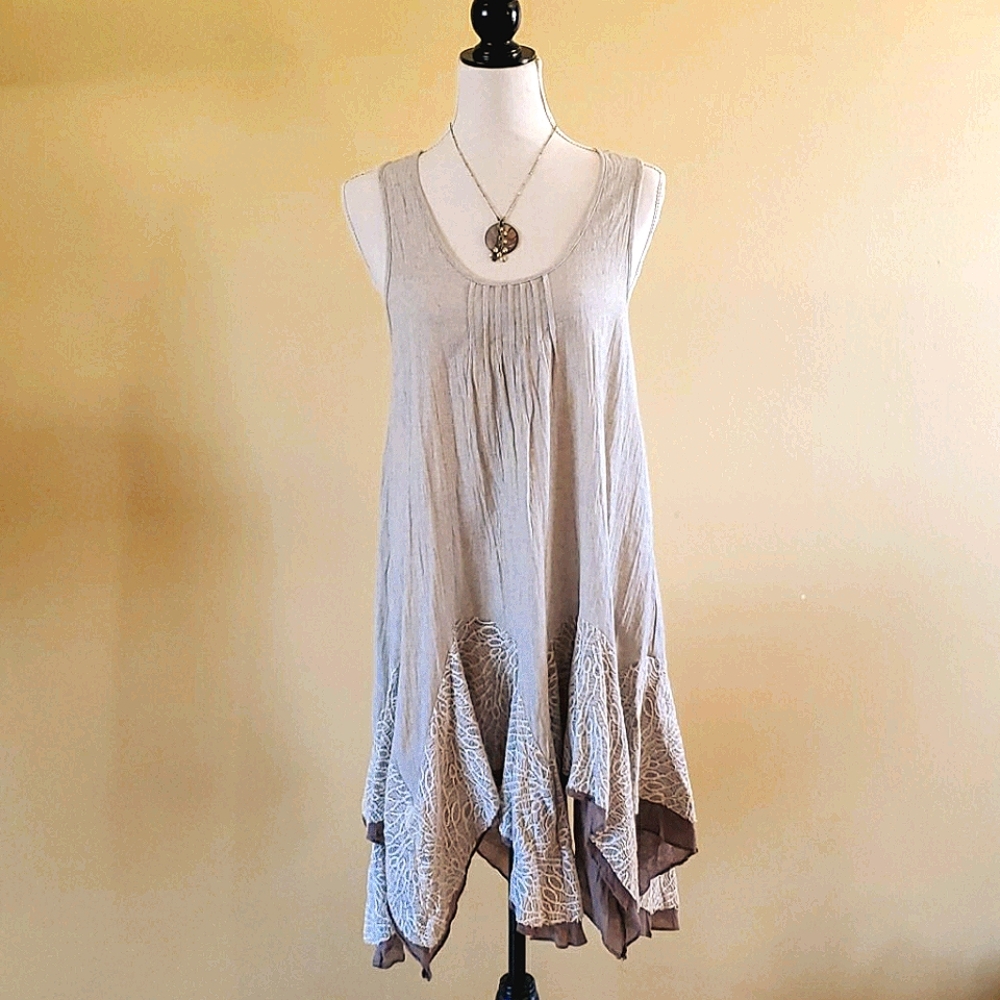 Ryu Cotton Linen and Lace midi dress